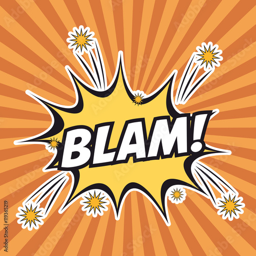 blam explosion cartoon pop art comic retro communication icon. Colorful striped design. Vector illustration