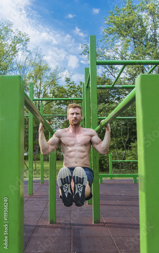 Young man workout outdoors