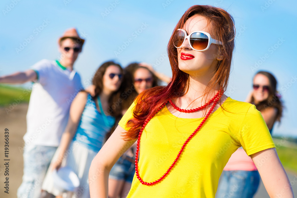 stylish young woman in sunglasses stylish young woman in sunglasses