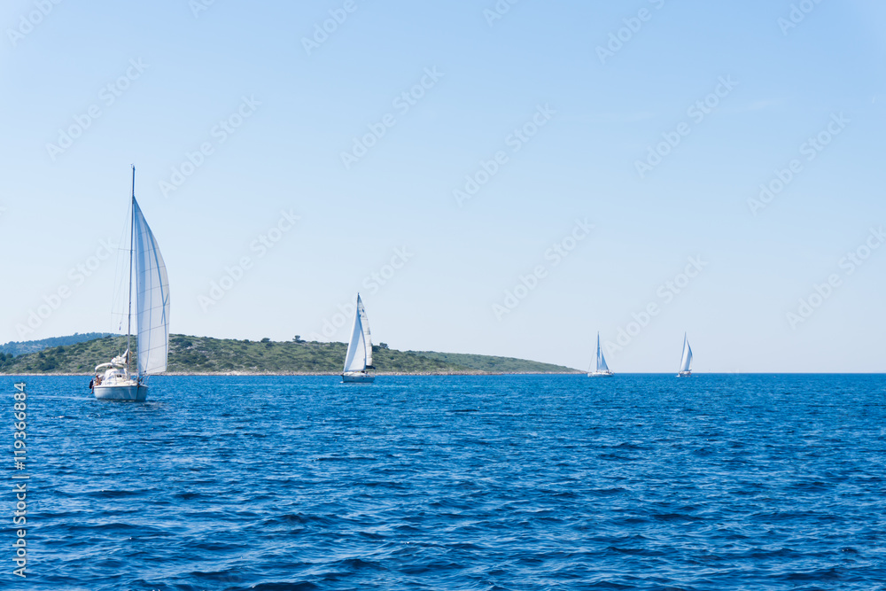 sail of a sailing boat. sailing yacht on the water