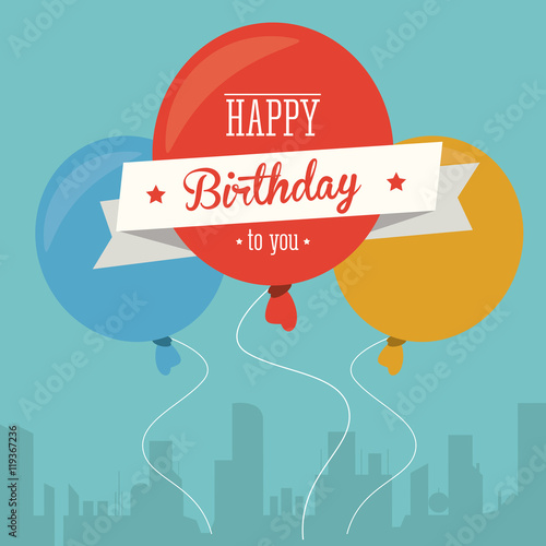 balloons happy birthday celebration party icon. Colorful design. City background. Vector illustration