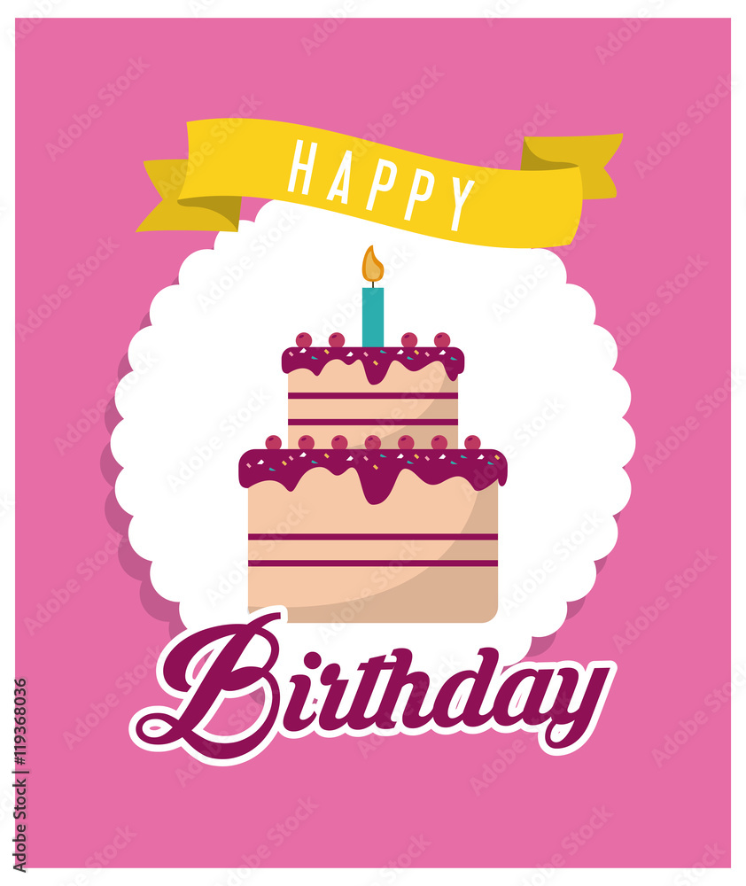 cake candle happy birthday celebration party icon. Colorful design. Vector illustration cake candle happy birthday celebration party icon. Colorful design. Vector illustration