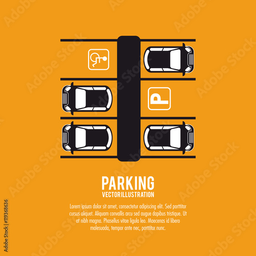 car vehicle auto parking zone park space road sign street icon. Colorful and flat design. Vector illustration