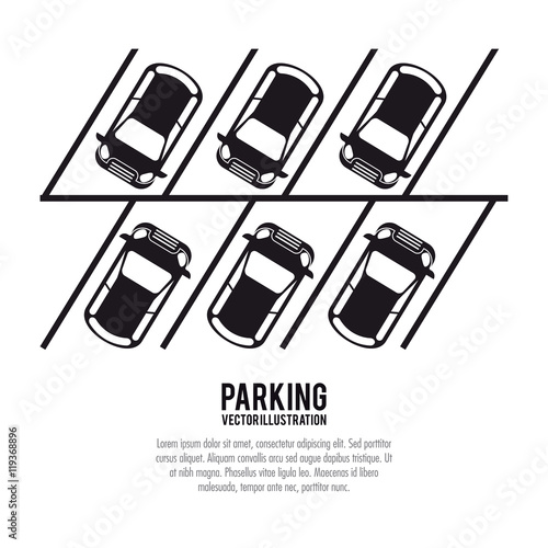 car vehicle auto parking zone park space road sign street icon. black white and isolated design. Vector illustration