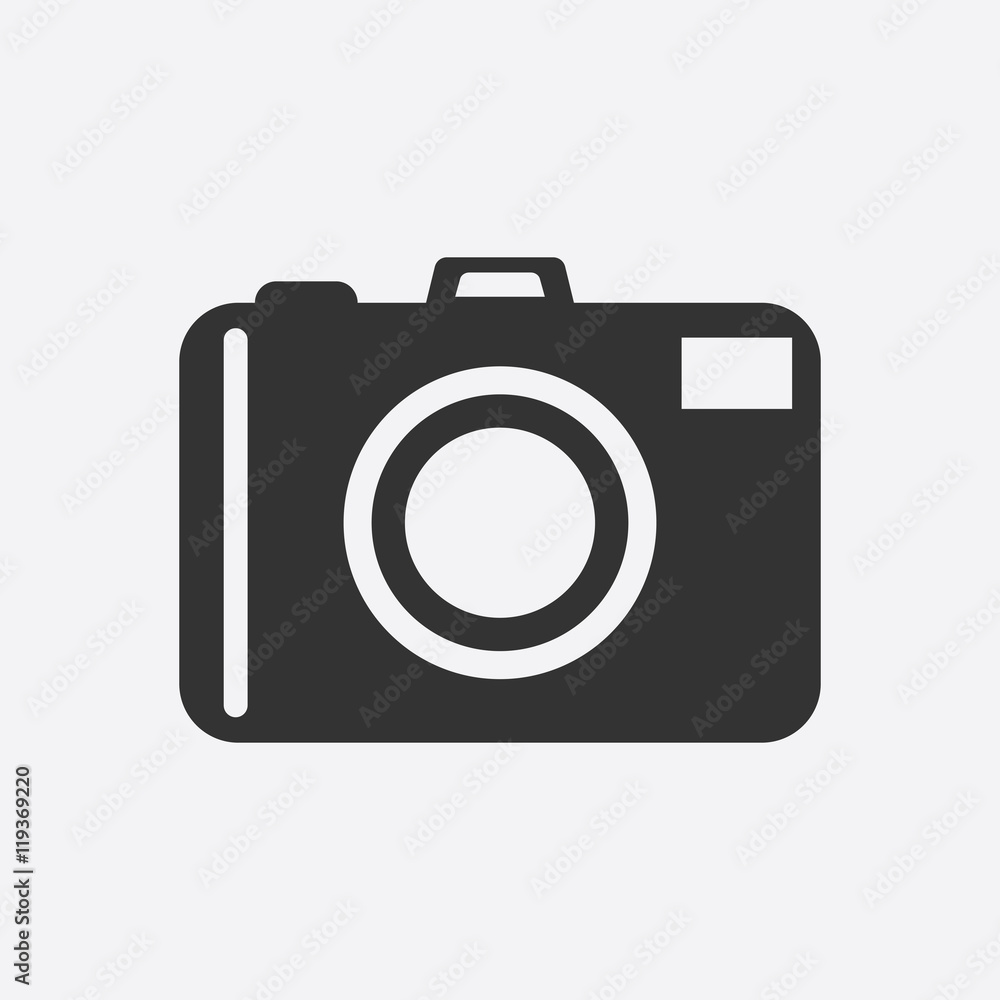 Camera icon on white background. Flat vector illustration.