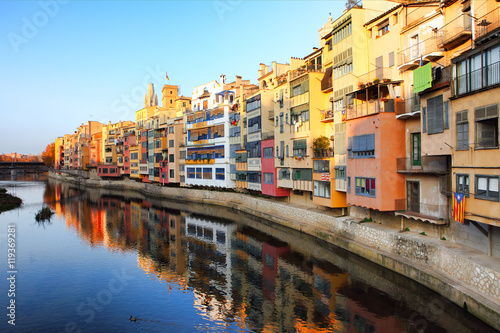 Girona colorful houses on the river  Catalonia Spain