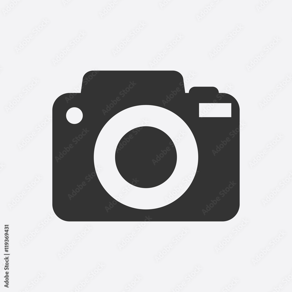 Camera icon on white background. Flat vector illustration.