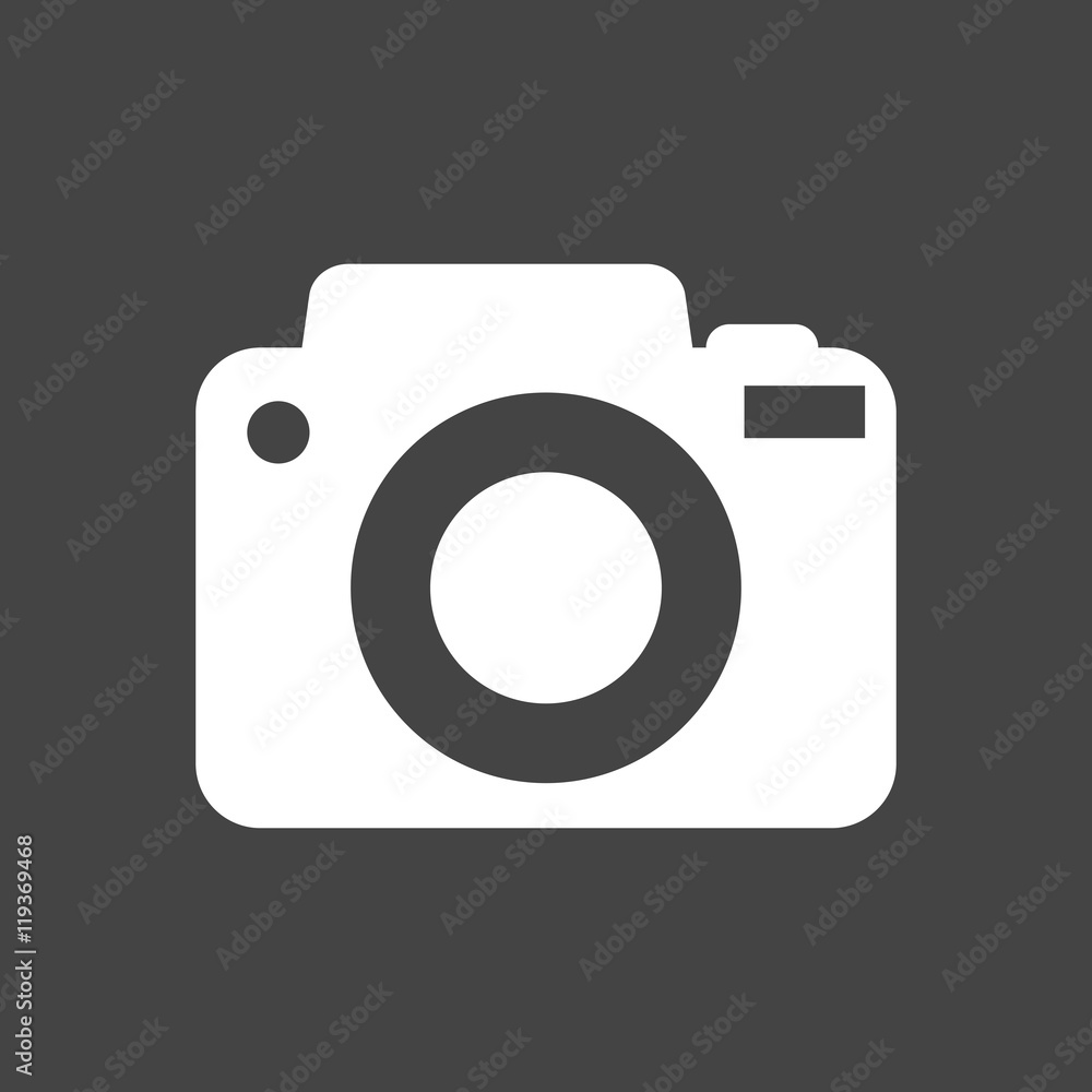 Camera icon on black background. Flat vector illustration. Camera icon on black background. Flat vector illustration.