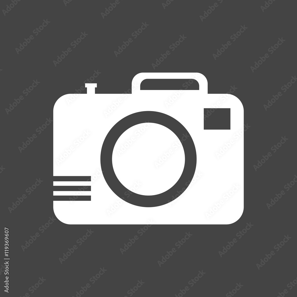 Camera icon on black background. Flat vector illustration. Camera icon on black background. Flat vector illustration.