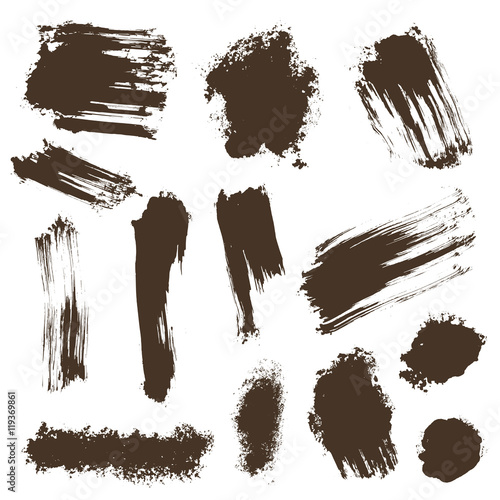 Ink blots, stains, paint splashes. Flat for instant color change, vector design elements for grungy, worn creations.