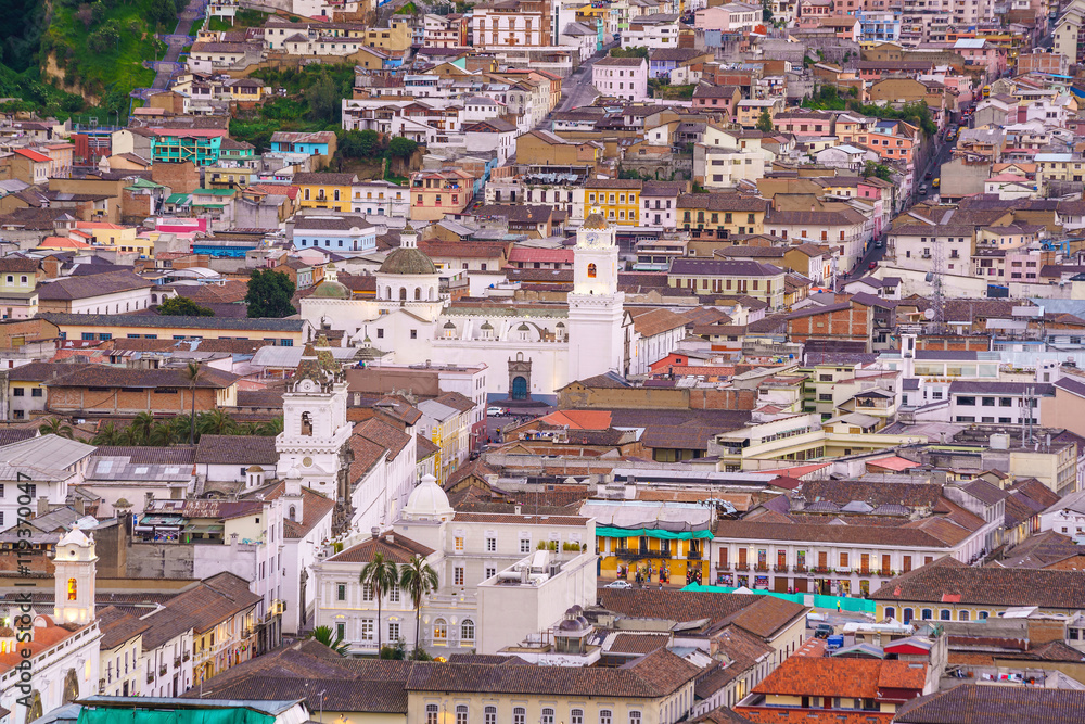 View of the historic center of Quito