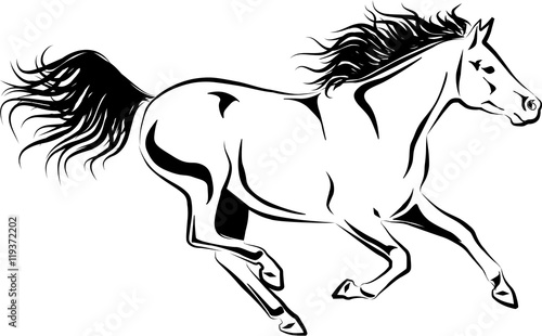simplified vector illustration of galloping horse