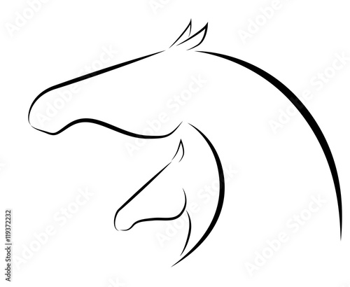 Stylized vector illustration of mare and foal