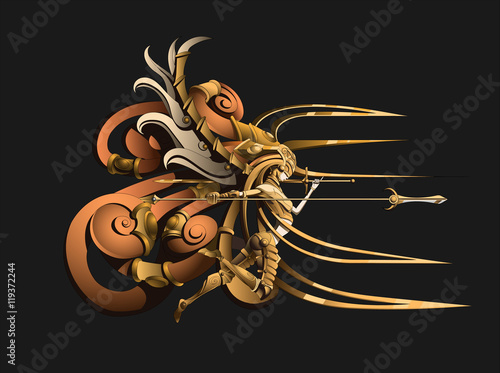 Flying Valkyrie with spear and sword