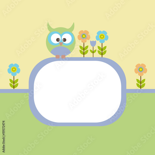 Vector spring greeting card  frame on the topic of children.