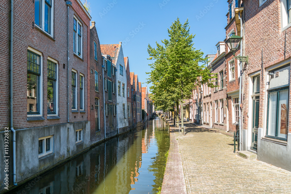 Houses and quay of Kooltuin canal in Alkmaar, North Holland, Netherlands