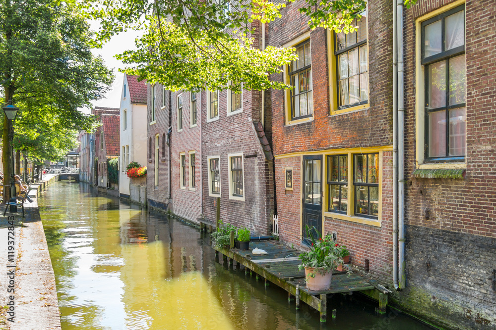 Houses and quay at Kooltuin canal in Alkmaar, North Holland, Netherlands