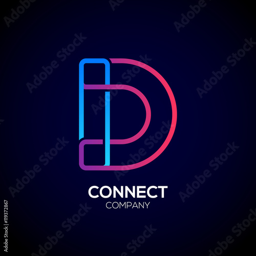 Letter D Logo Design.Linked shape square symbol,Digital