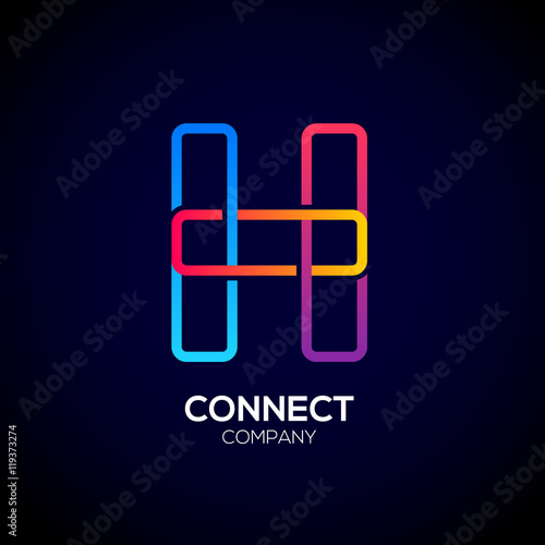 Letter H Logo Design.Linked shape square symbol,Digital