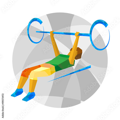 Physically disabled weightlifter with abstract patterns