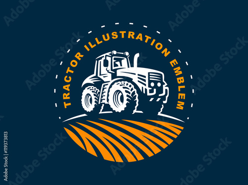 Tractor logo illustration, emblem design