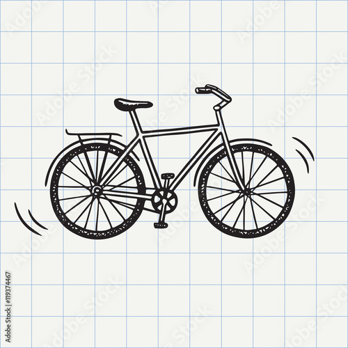 Bike doodle icon. Hand drawn sketch in vector