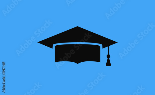 Vector graduate cap symbol on flat background