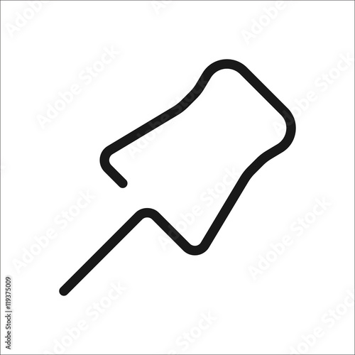Pushpin or pin sign one line icon on background
