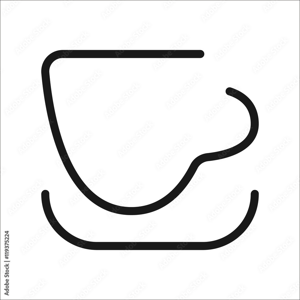 Coffee tea cup sign one line icon on background Coffee tea cup sign one line icon on background