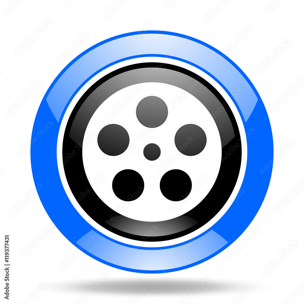 film blue and black web glossy round icon