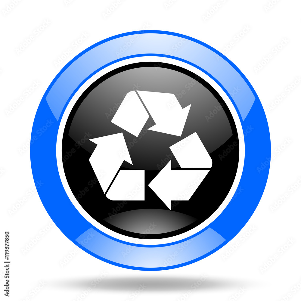 recycle blue and black web glossy round icon recycle blue and black web glossy round icon