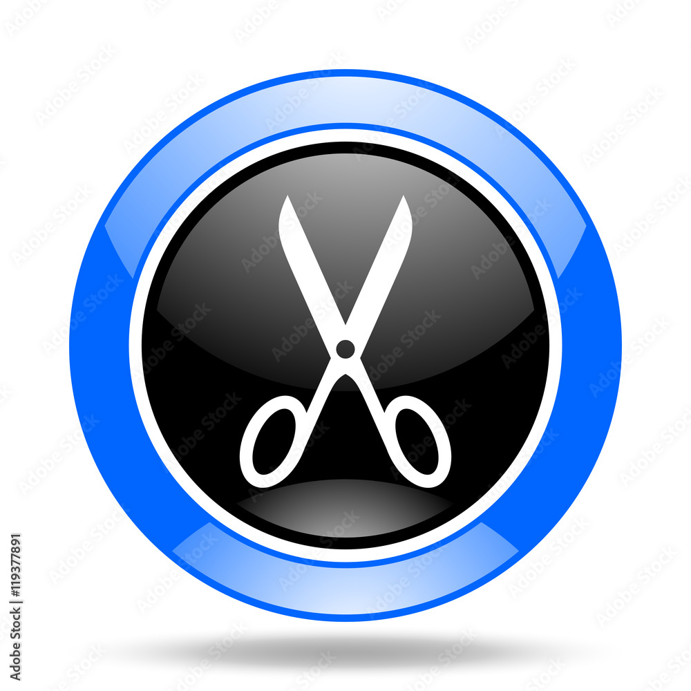 scissors blue and black web glossy round icon scissors blue and black web glossy round icon