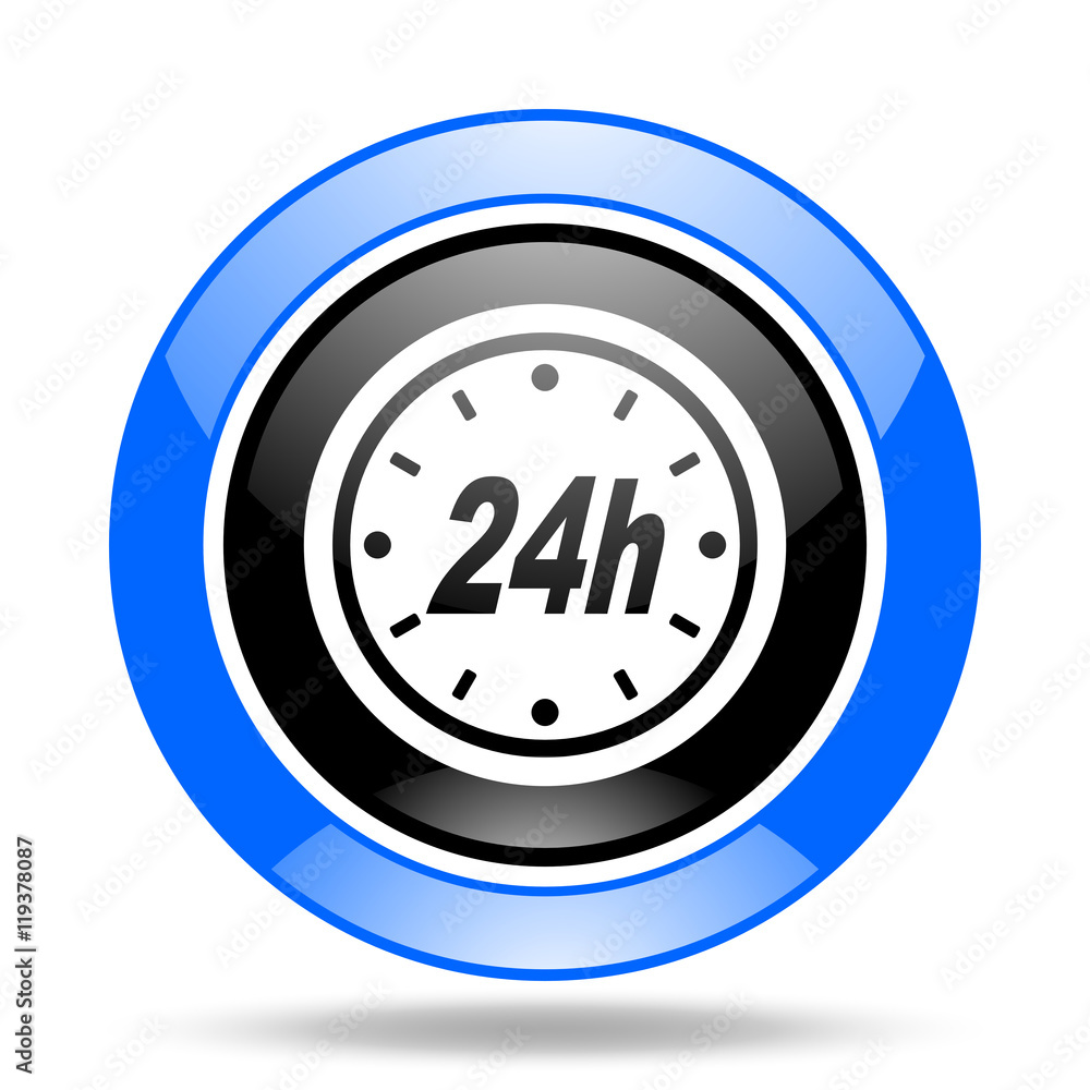 24h blue and black web glossy round icon 24h blue and black web glossy round icon