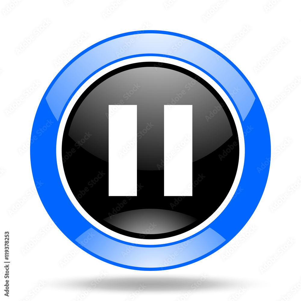 pause blue and black web glossy round icon pause blue and black web glossy round icon