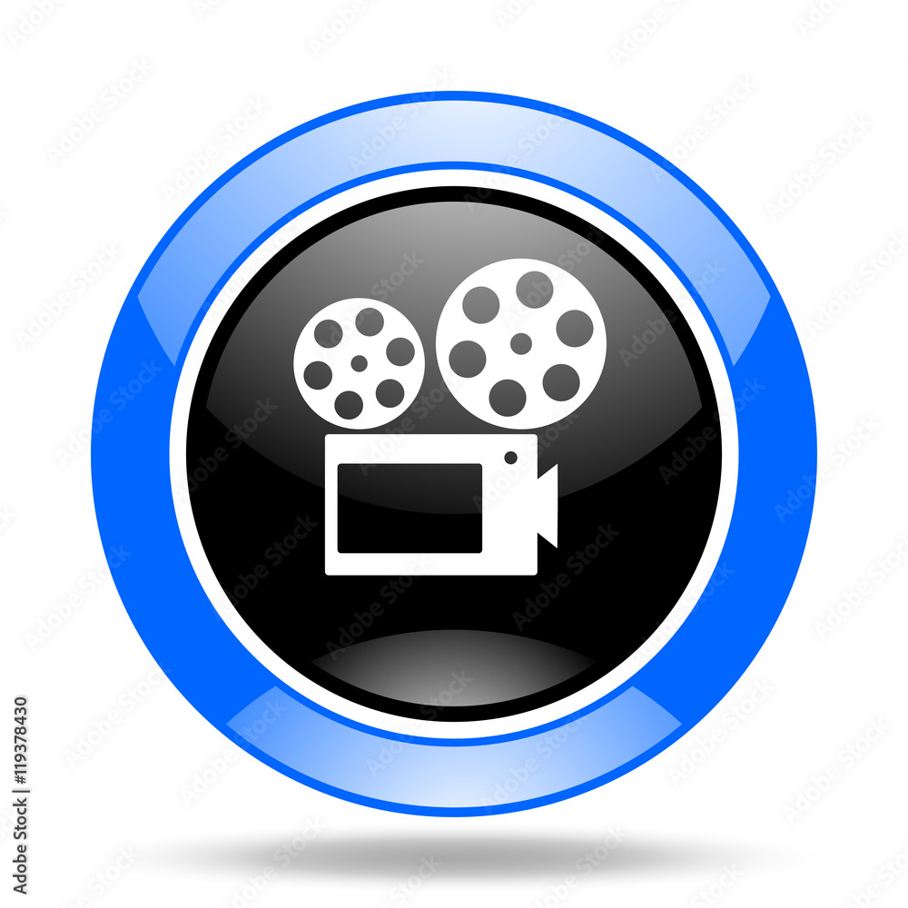 movie blue and black web glossy round icon movie blue and black web glossy round icon