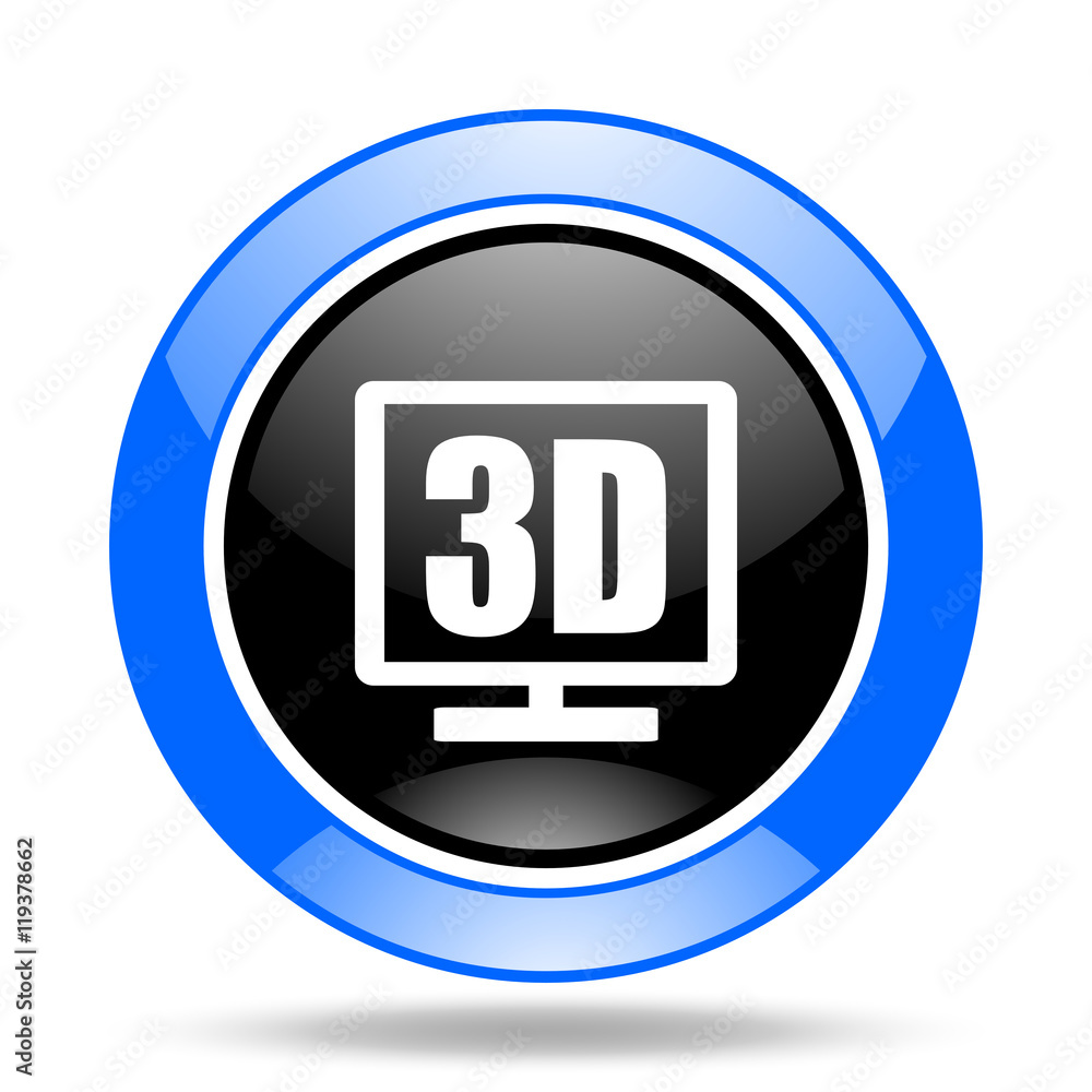 3d display blue and black web glossy round icon 3d display blue and black web glossy round icon