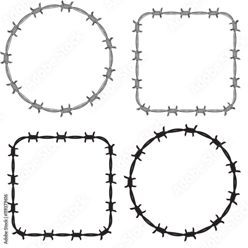 Frame barbed wire set