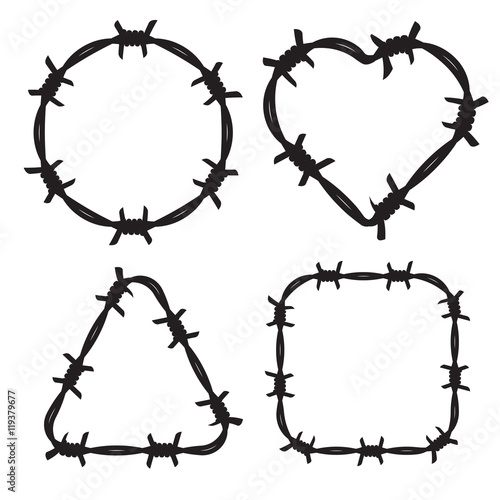 Frame barbed wire set