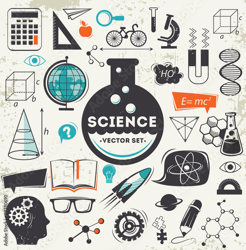 Set of science icons and design elements