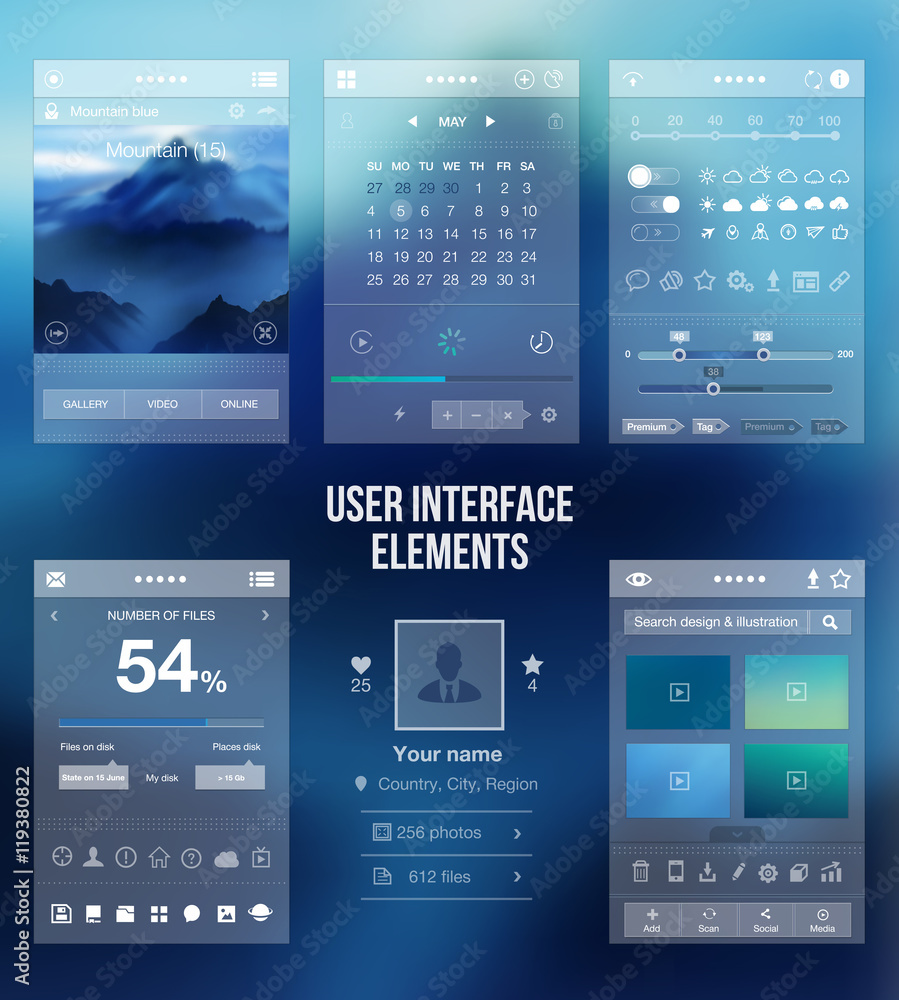 Set of various elements used for user interface Stock Vector | Adobe Stock