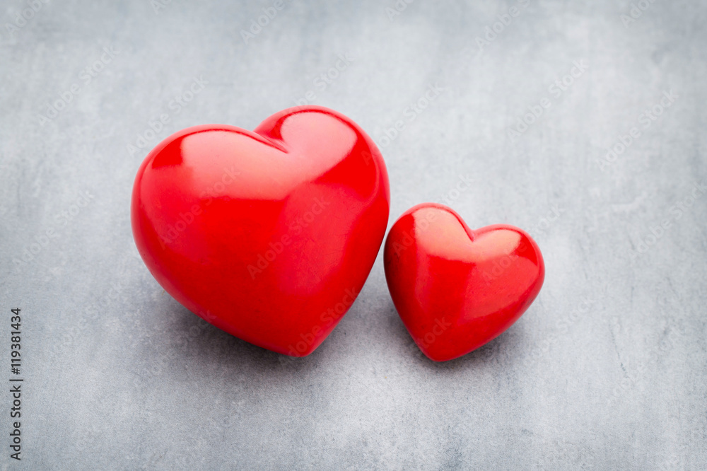 Red heart on the gray metal background. Red heart on the gray metal background.
