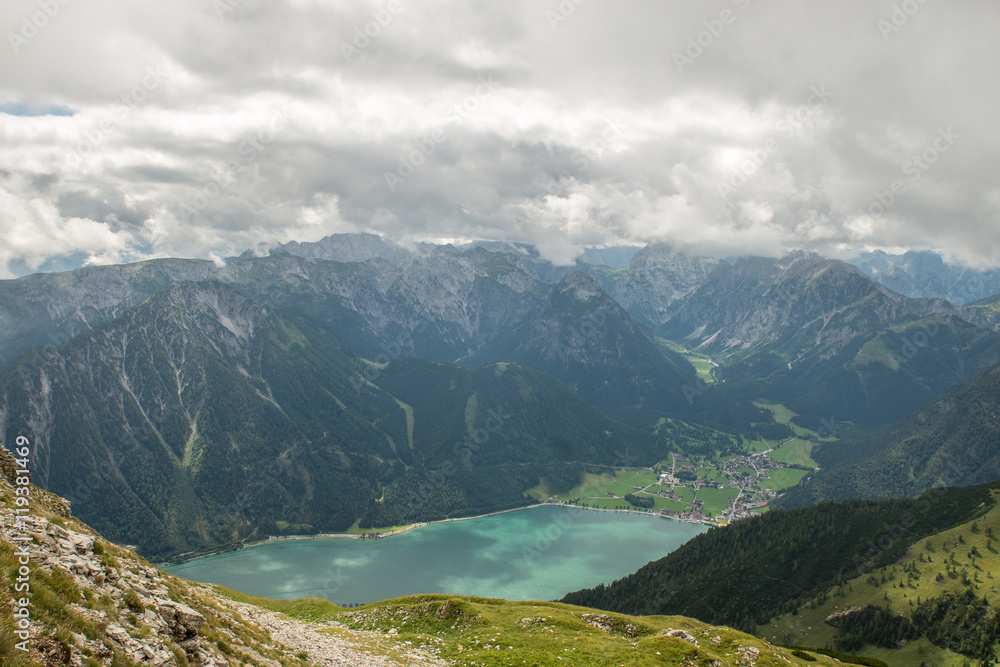 Fototapeta premium Hiking in the Tyrolean Alps / Achensee in the wonderful Tirol after a thunderstorm