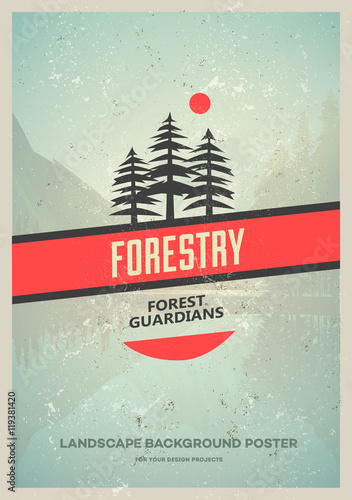 Wilderness poster with pine trees