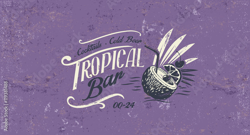 Retro sign template for tropical bar