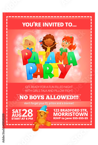 Pajama party invitation pink poster