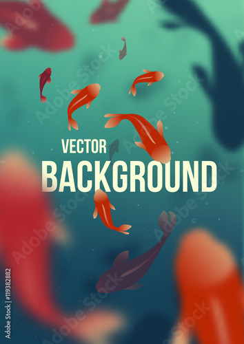 Shoal of red fishes in deep water