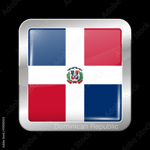 Free Download Flag of Dominican Republic. Metal Icon Square Shape - GFXLoad