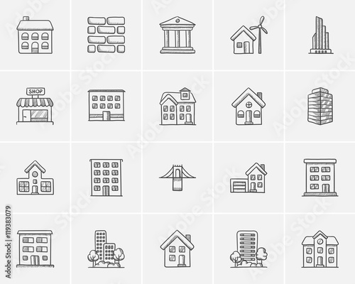 Construction sketch icon set.
