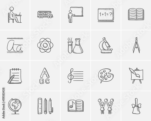 Education sketch icon set.