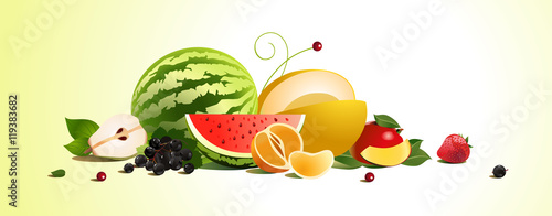 Fototapeta Naklejka Na Ścianę i Meble -  assorted fruit. illustration